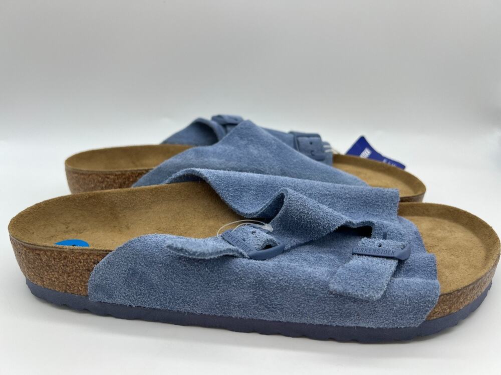 Birkenstock Zurich Sandals Suede Elemental Blue Buckle Mule Men Size 10 NWT
